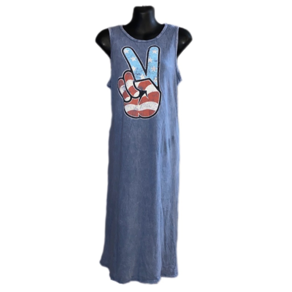 🆕 Mineral Wash Graphic Tank Dress - Peace - Picture 2 of 4
